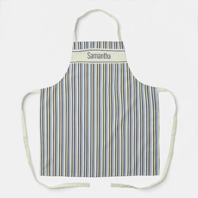 Tablier Motif rayé monochrome marine et crème (Recto)