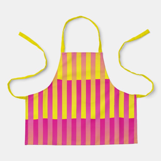 Tablier Motif rayé rose jaune orange (Recto)