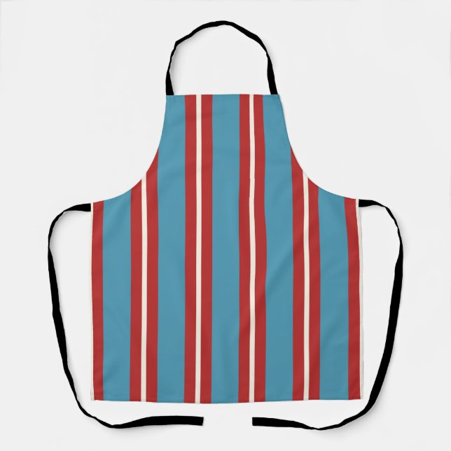 Tablier Motif rayé rouge et bleu vibrant Design moderne (Recto)