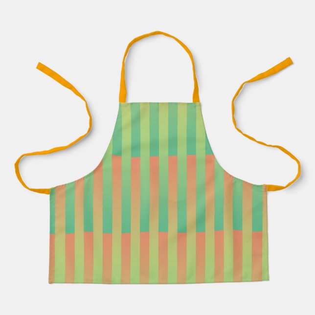 Tablier Motif rayé vert orange (Recto)