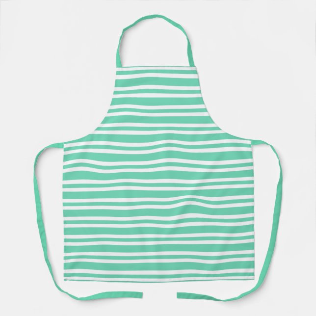 Tablier Motif rayures blanches Aquamarine (Recto)