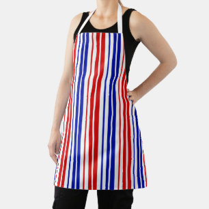 Tablier Motif rayures blanches rouges bleues