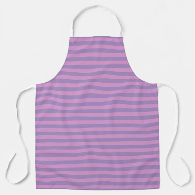 Tablier Motif Rayures Rose Violet (Recto)