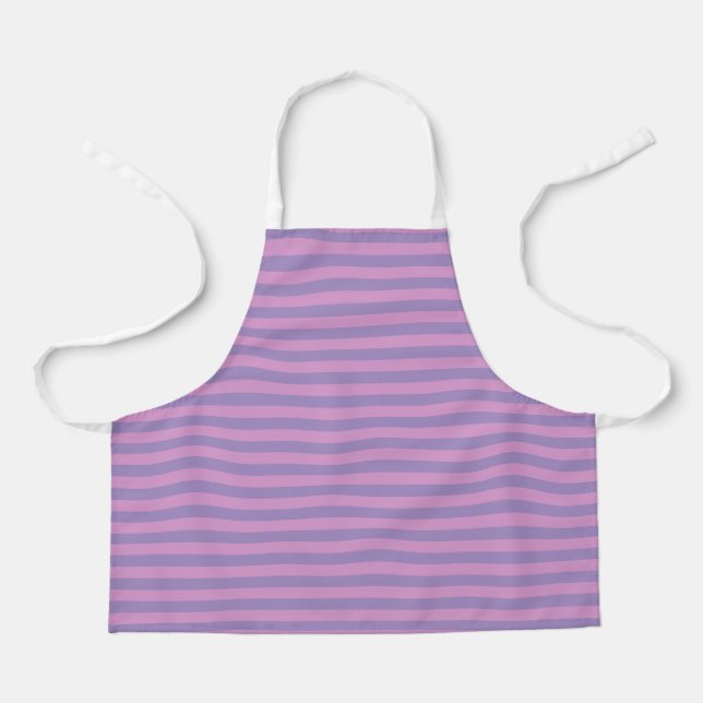 Tablier Motif Rayures Rose Violet (Recto)