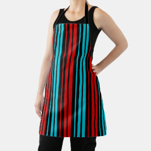 Tablier Motif rayures rouges bleues noires  