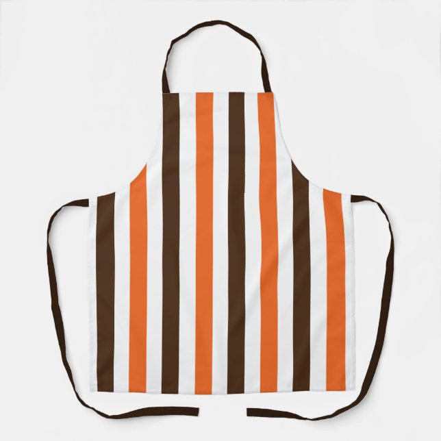 Tablier Motif rayures verticales orange marron (Recto)