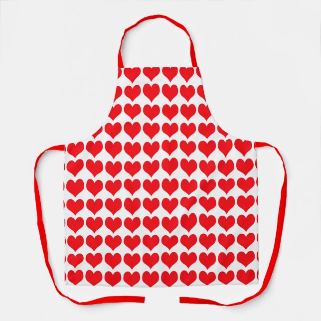 Tablier Motif Red White Hearts (Recto)