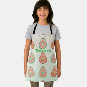 Tablier Motif Rétro Avocat – Pêche et Vert Menthe