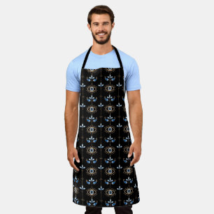 Tablier Motif rétro bohème œil maléfique noir