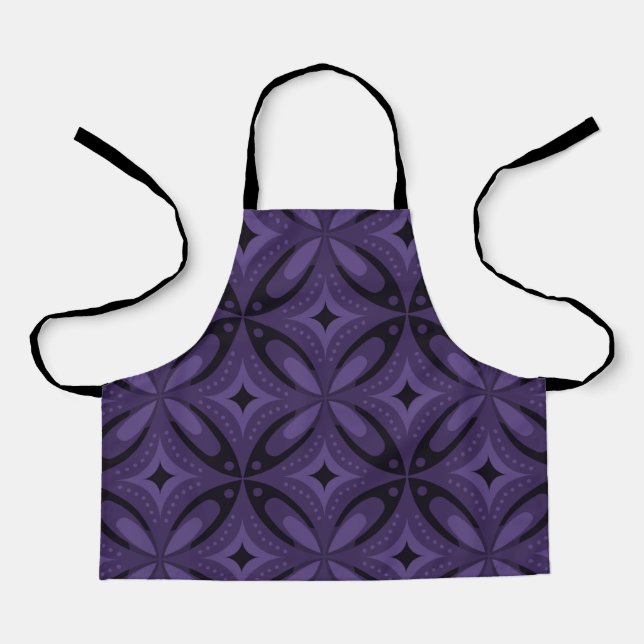 Tablier Motif Rétro de Couleur Violet Foncé (Recto)