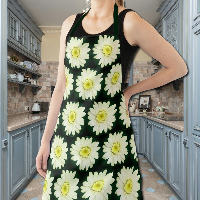 Tablier Motif rétro de marguerite en vert foncé (Créateur téléchargé)