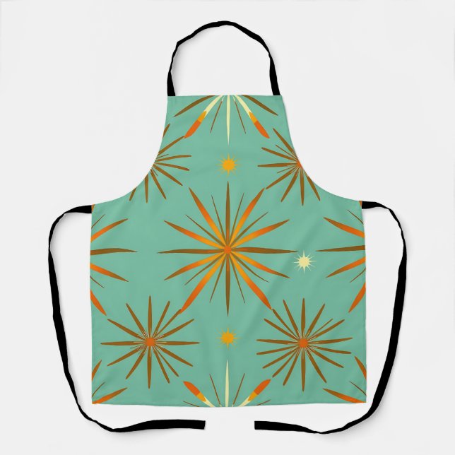 Tablier Motif rétro en étoile éclatée sarcelle orange (Recto)
