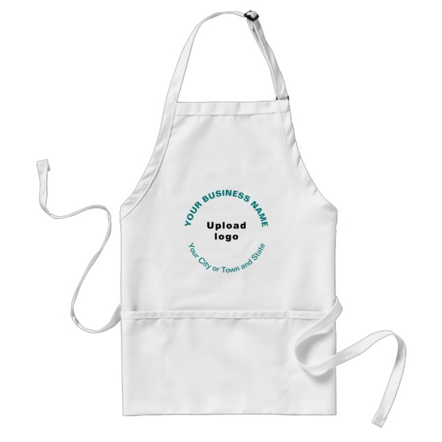 Tablier Motif rond Turquoise Textes verts de marque sur Ap (Devant)