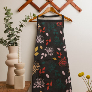 Tablier Motif rose et Feuille