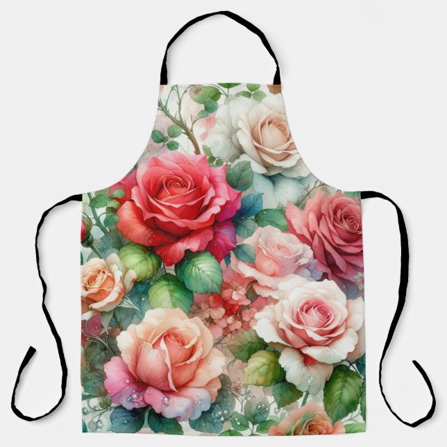 Tablier Motif Rose Fantaisiste (Recto)