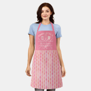 Tablier Motif rose rétro Nom personnalisé Femmes Cuisine