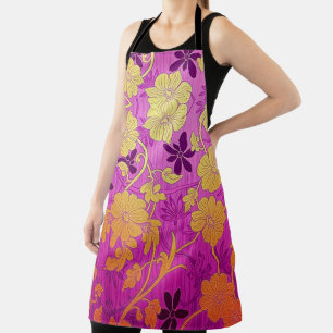 Tablier - Motif Rose Violet ORIENTAL