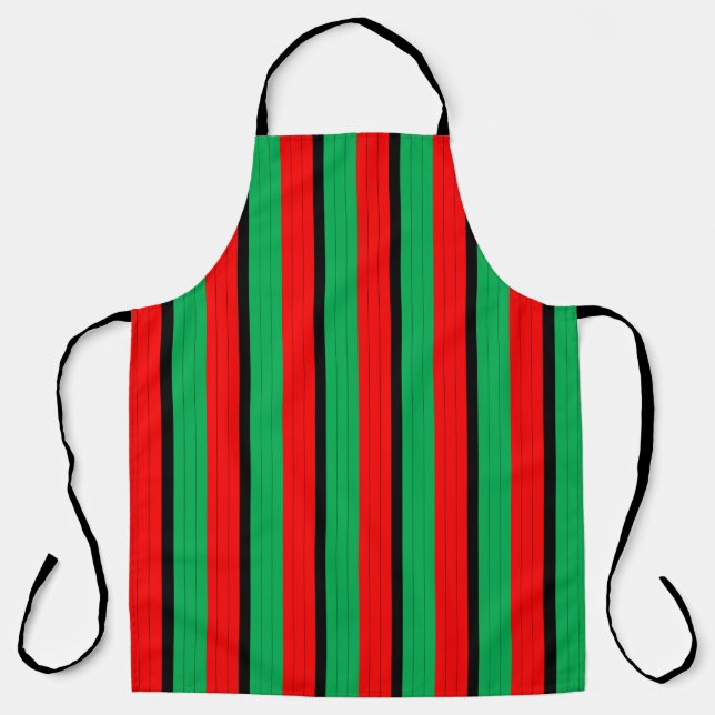 Tablier Motif rouge noir vert rayé Kwanzaa (Recto)