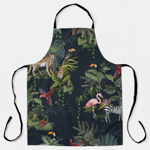 Tablier Motif sans couture avec animaux de la jungle, fleu