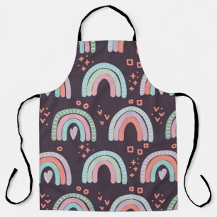 Tablier motif sans couture avec arc-en-ciel et clip goutt
