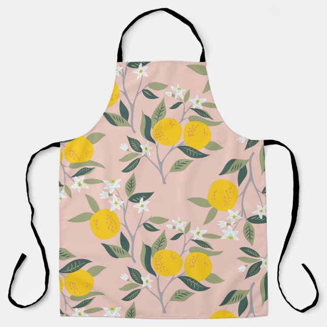 Tablier Motif sans couture avec branches d'oranges en fleu (Recto)