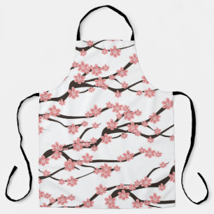 Tablier Motif sans couture avec cerise fleurie sur un b bl