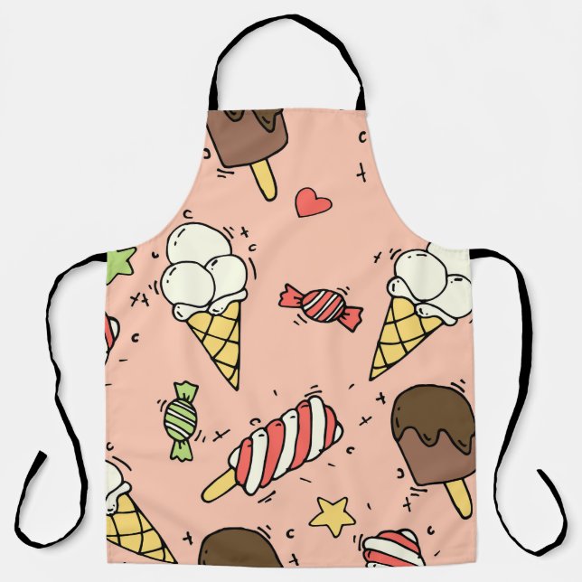 Tablier Motif sans couture avec crème glacée et lollipopes (Recto)