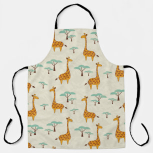 Tablier Motif sans couture avec de jolies girafes et des a
