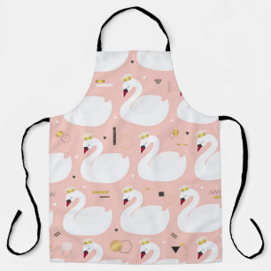 Tablier Motif sans couture avec de mignons cygnes blancs.