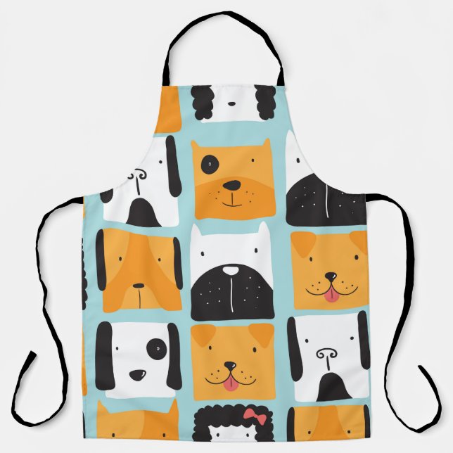 Tablier Motif sans couture avec des chiens mignons.  (Recto)