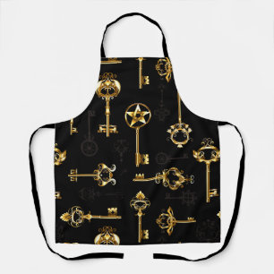 Tablier Motif sans couture avec des clés dorées
