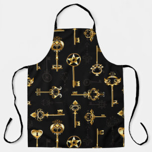 Tablier Motif sans couture avec des clés dorées
