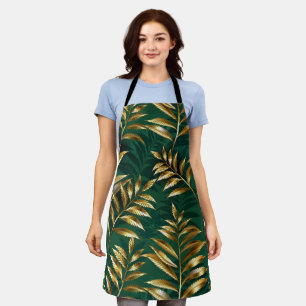 Tablier Motif sans couture avec des fougères dorées