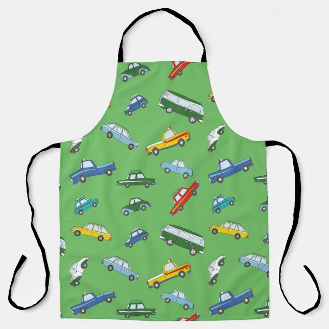 Tablier Motif sans couture avec des voitures à main retro (Recto)