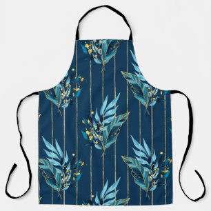 Tablier Motif sans couture avec feuilles bleus et rayures