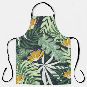 Tablier Motif sans couture avec feuilles tropicaux et fleu