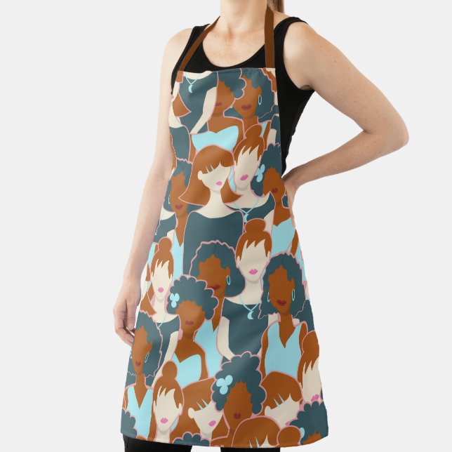 Tablier Motif sans couture avec filles noires et blanches (Insitu)