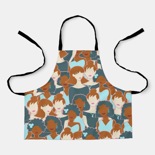 Tablier Motif sans couture avec filles noires et blanches (Recto)