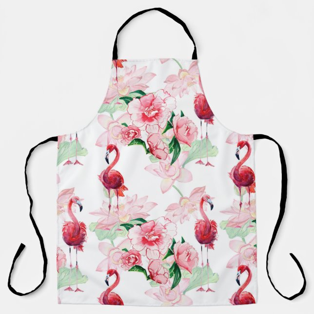 Tablier Motif sans couture avec flamant rose (Recto)