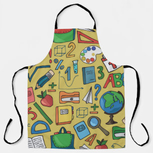 Tablier Motif sans couture avec fournitures scolaires sur