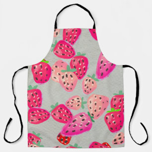 Tablier Motif sans couture avec fraise mûre. Main dessinée