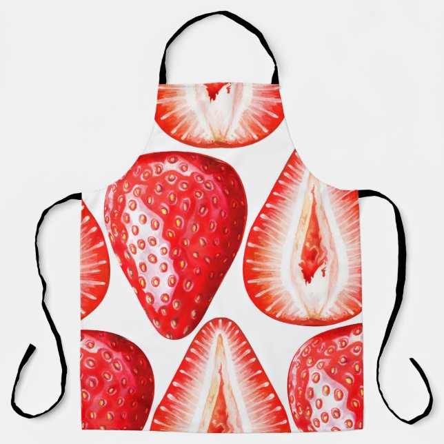 Tablier Motif sans couture avec fraises mûres sur b blanc (Recto)