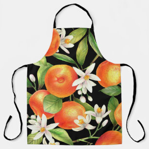 Tablier Motif sans couture avec fruits orange, fleurs et l