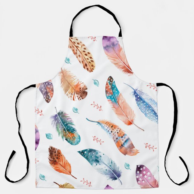 Tablier Motif sans couture avec plumes dessinées à la main (Recto)