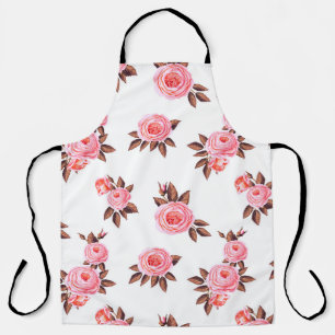 Tablier Motif sans couture avec rosesbeautiful, noir