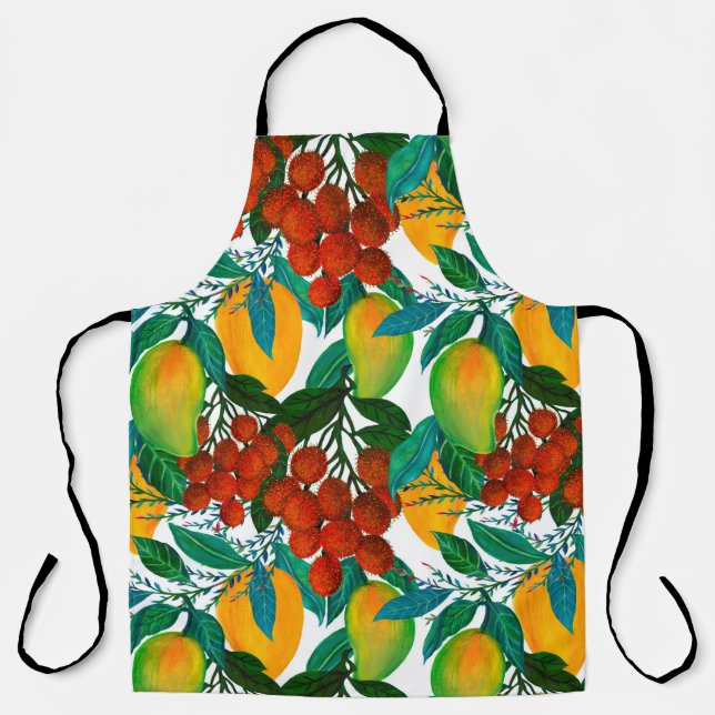 Tablier Motif sans couture avec une mangue fraîche et exot (Recto)