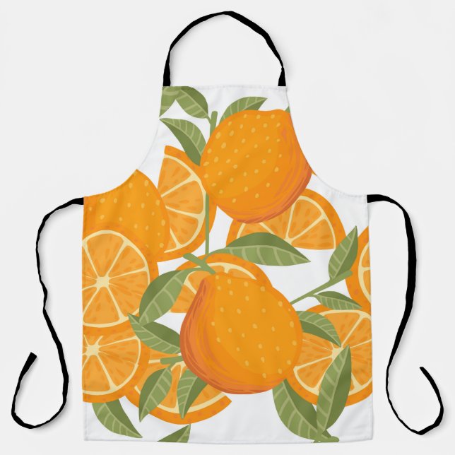Tablier Motif sans couture d'agrumes oranges jaunes fruits (Recto)