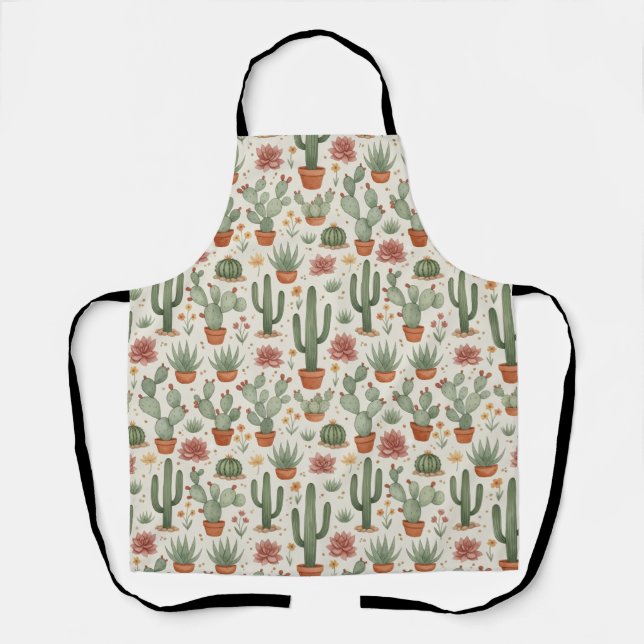 Tablier Motif sans couture de cactus de désert succulent (Recto)