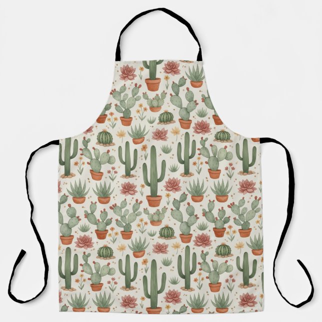 Tablier Motif sans couture de cactus de désert succulent (Recto)