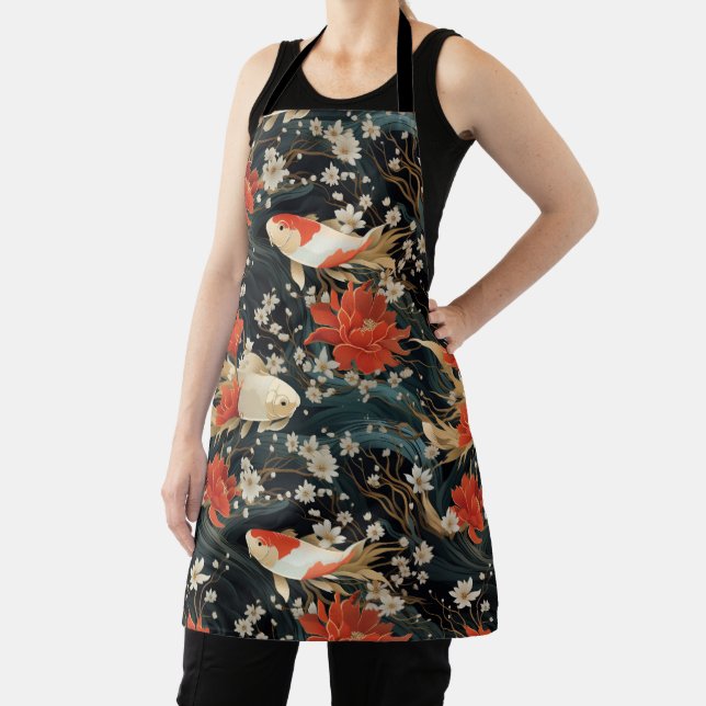 Tablier Motif sans couture de carpes japonaises (Insitu)
